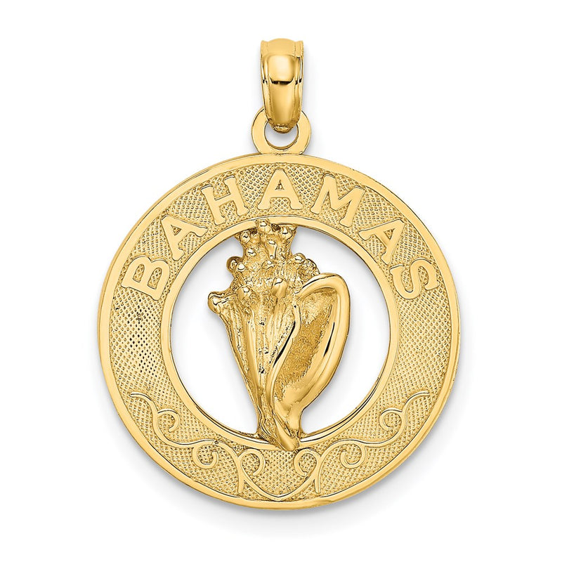 14k Yellow Gold BAHAMAS  W/Conch Shell Circle Charm