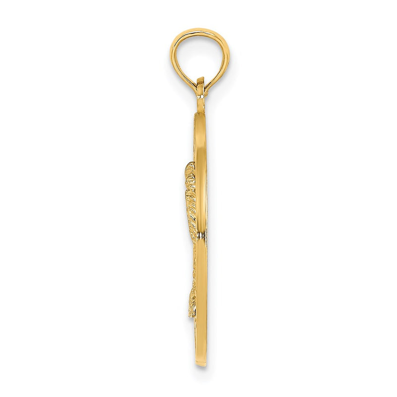 14k Yellow Gold KEY WEST w/Palm Tree Circle Charm
