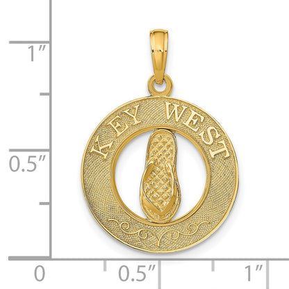 14k Yellow Gold KEY WEST Flip Flop Pendant