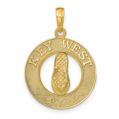 14k Yellow Gold KEY WEST Flip Flop Pendant