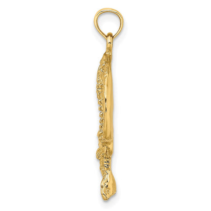 14k Yellow Gold Textured Round Stingray Charm