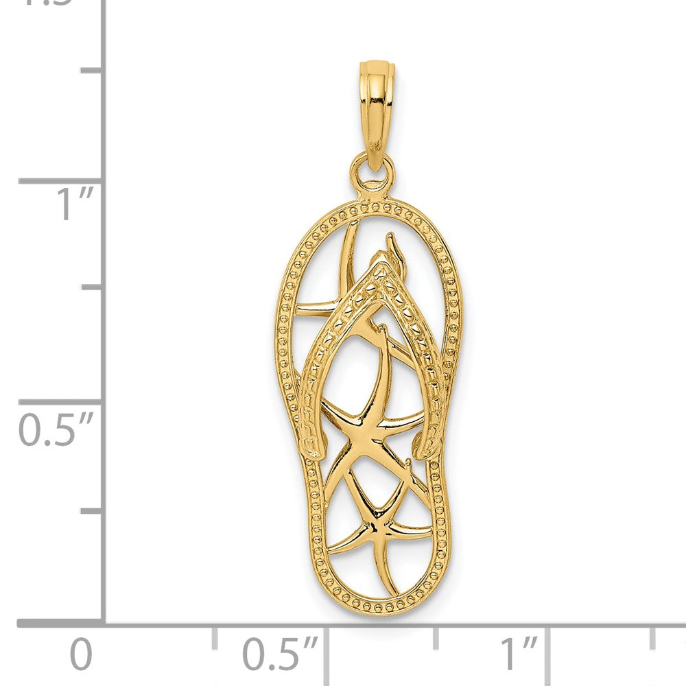 14k Yellow Gold Multi Starfish Flip-Flop Charm