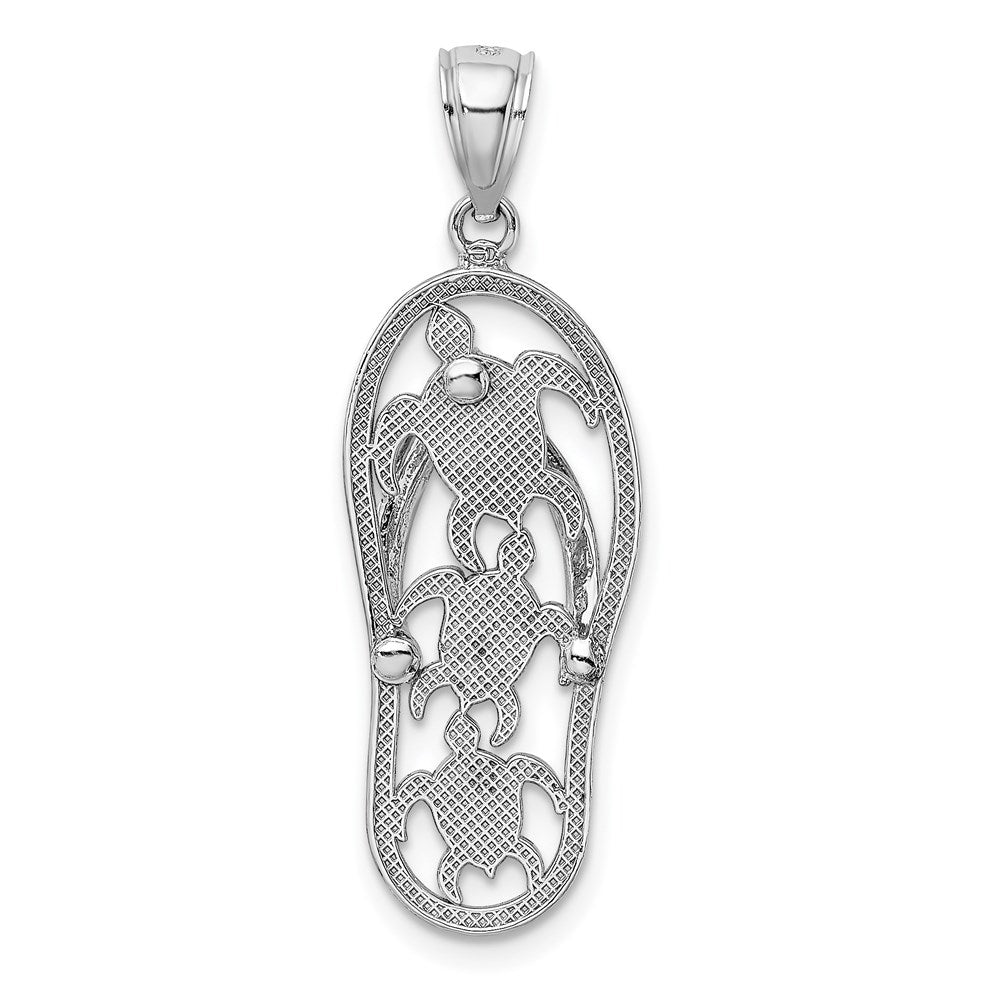 14k White Gold Triple Turtle Flip-Flop Charm