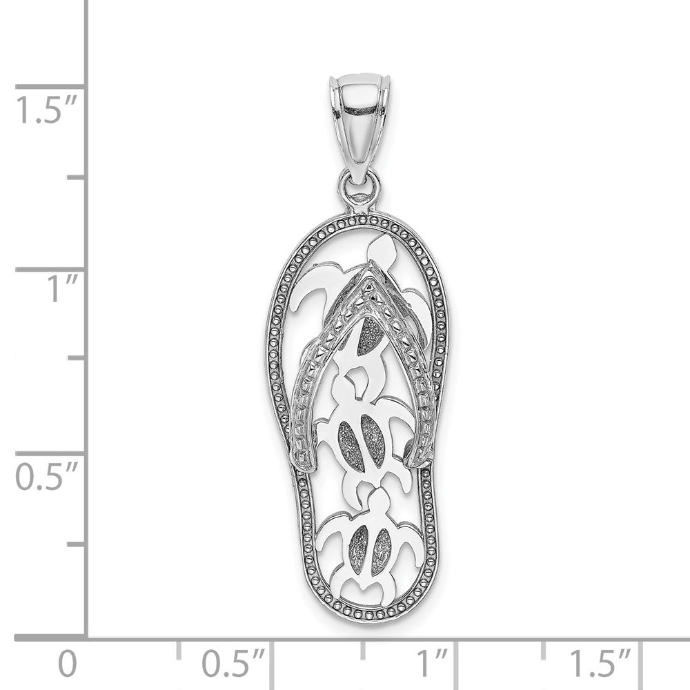 14k White Gold Triple Turtle Flip-Flop Charm