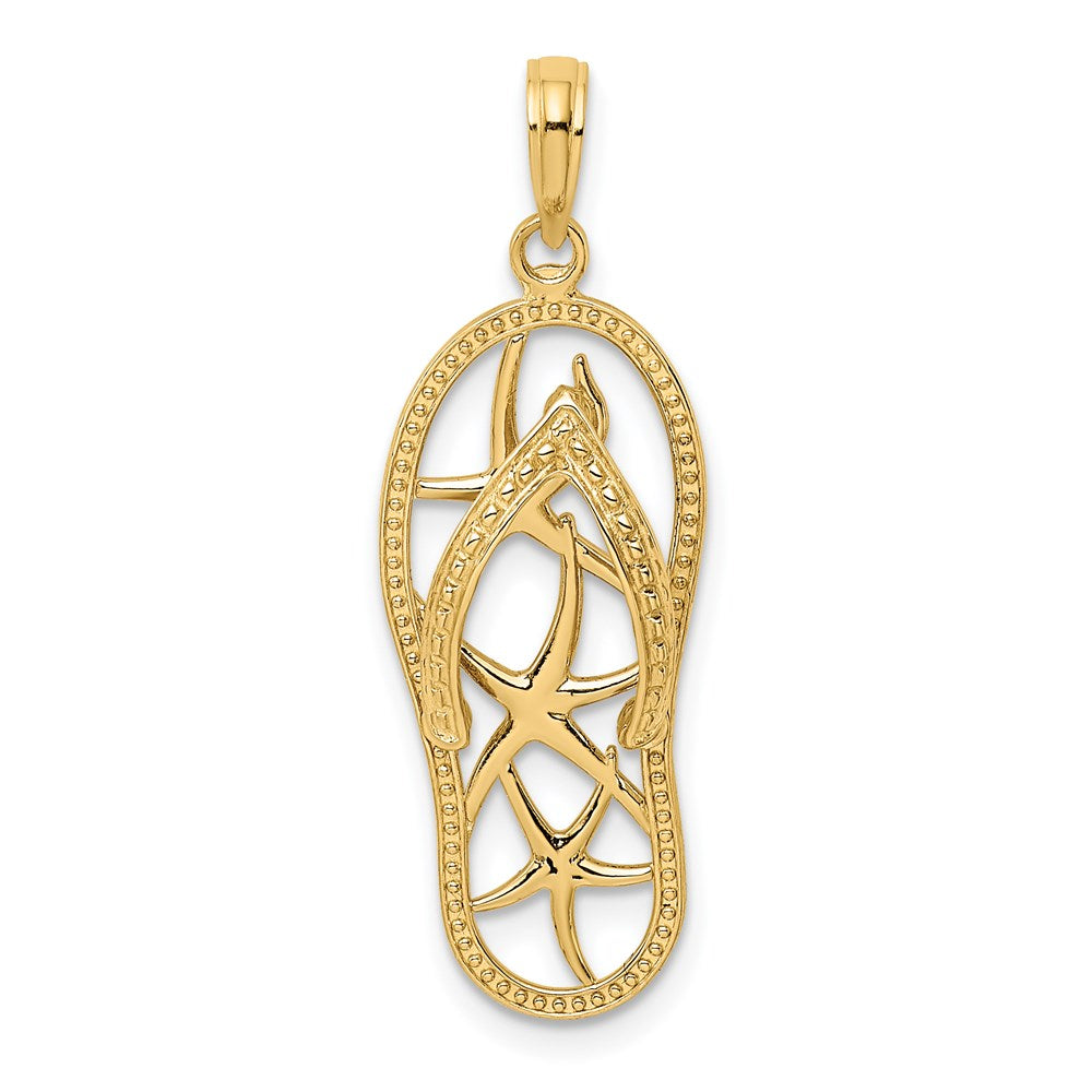 14k Yellow Gold Multi Starfish Flip-Flop Charm