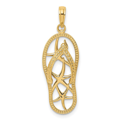 14k Yellow Gold Multi Starfish Flip-Flop Charm
