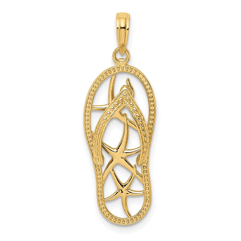 14k Yellow Gold Multi Starfish Flip-Flop Charm