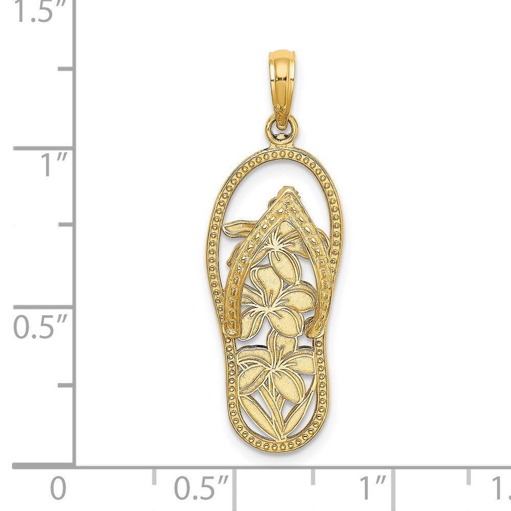 14k Yellow Gold Polished Multi Flower Flip-Flop Charm