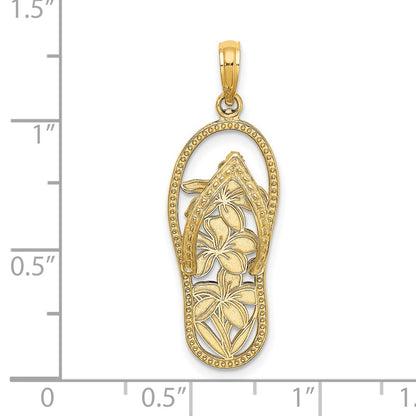 14k Yellow Gold Polished Multi Flower Flip-Flop Charm