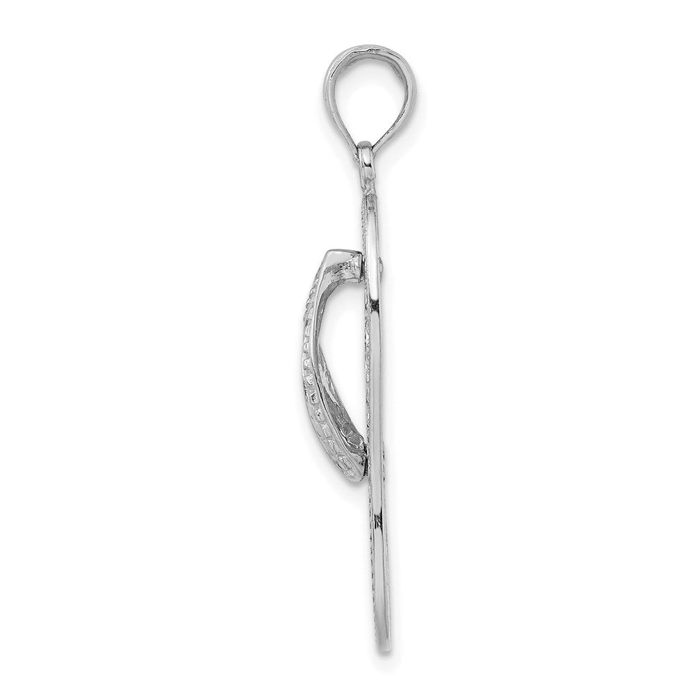 14k White Gold Polished Multi Flower Flip-Flop Charm