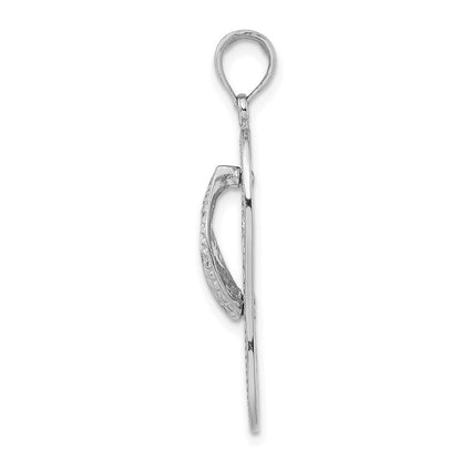14k White Gold Polished Multi Flower Flip-Flop Charm