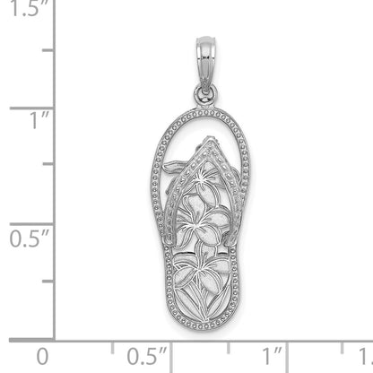 14k White Gold Polished Multi Flower Flip-Flop Charm