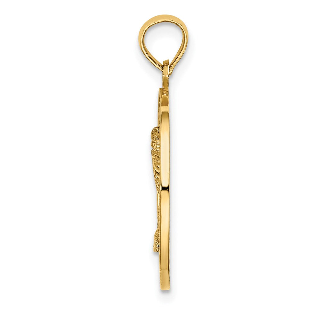 14k Yellow Gold TURKS AND CAICOS w/ Palm Tree Circle Charm
