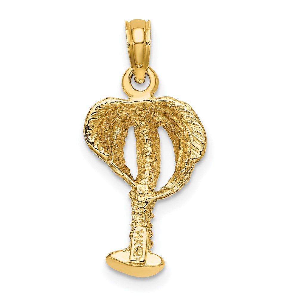 14k Yellow Gold 2-D Textured Palm Tree Charm