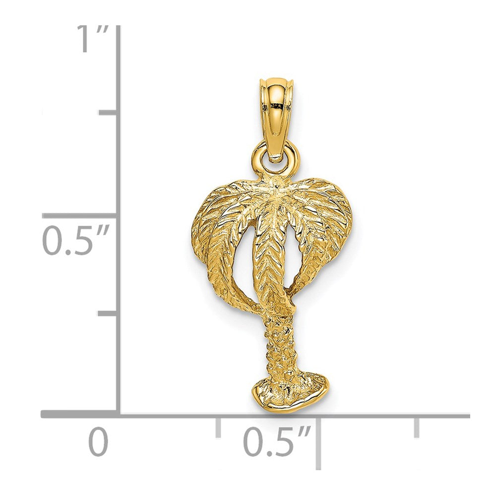14k Yellow Gold 2-D Textured Palm Tree Charm