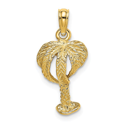 14k Yellow Gold 2-D Textured Palm Tree Charm