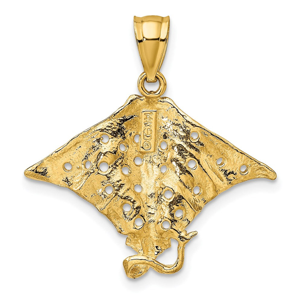 14k Yellow Gold Spotted Eagle Ray with Holes Charm
