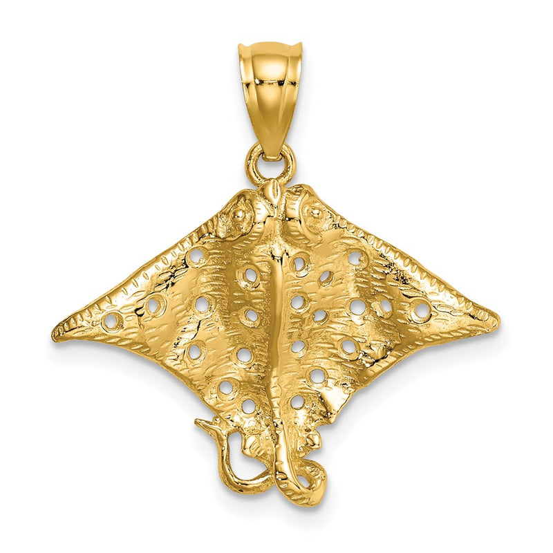 14k Yellow Gold Spotted Eagle Ray with Holes Charm
