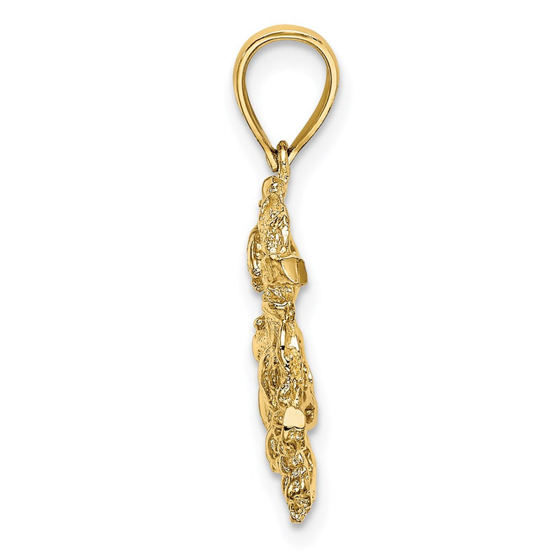 14k Yellow Gold Textured Crab Charm