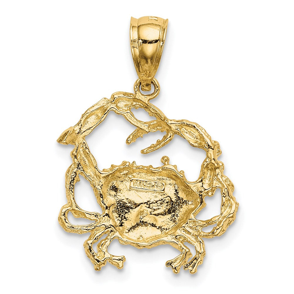 14k Yellow Gold Textured Crab Charm