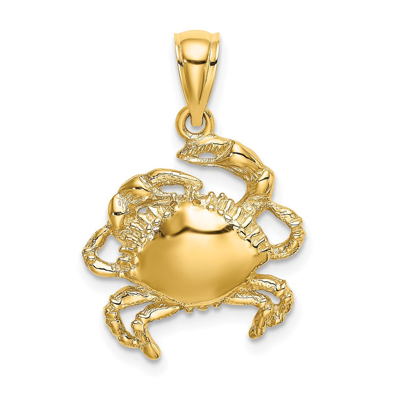 14k Yellow Gold Crab Charm