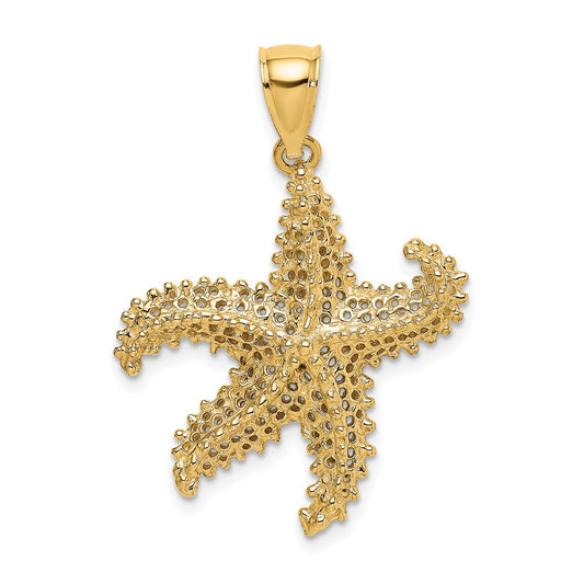 14k Yellow Gold Starfish Pierced Charm