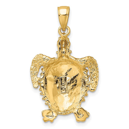 14k Yellow Gold Sea Turtle with Spiny Shell Charm