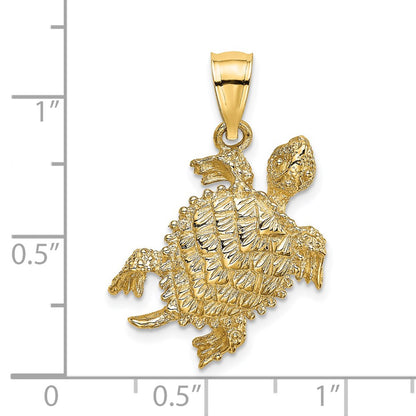 14k Yellow Gold Sea Turtle with Tail Charm