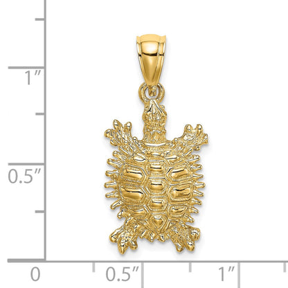 14k Yellow Gold Land Turtle Charm