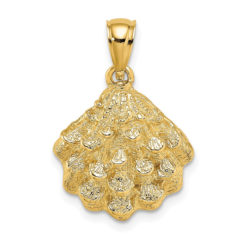 14k Yellow Gold Textured Oyster Shell Charm