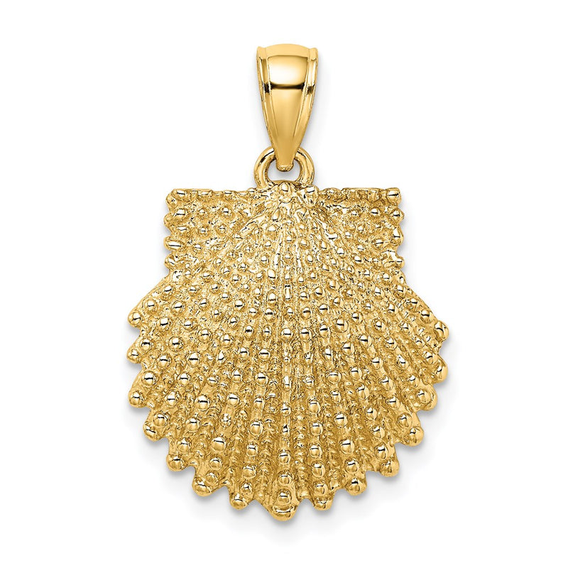 14k Yellow Gold Textured Scallop Shell Charm