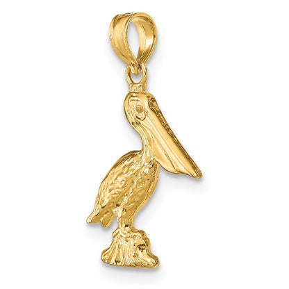 14k Yellow Gold 3-D Pelican Standing Charm