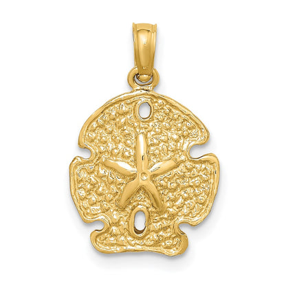 14k Yellow Gold Polished Sand Dollar Charm