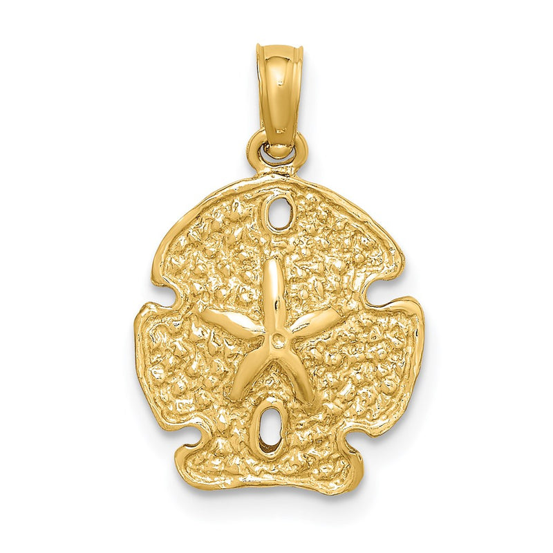 14k Yellow Gold Polished Sand Dollar Charm
