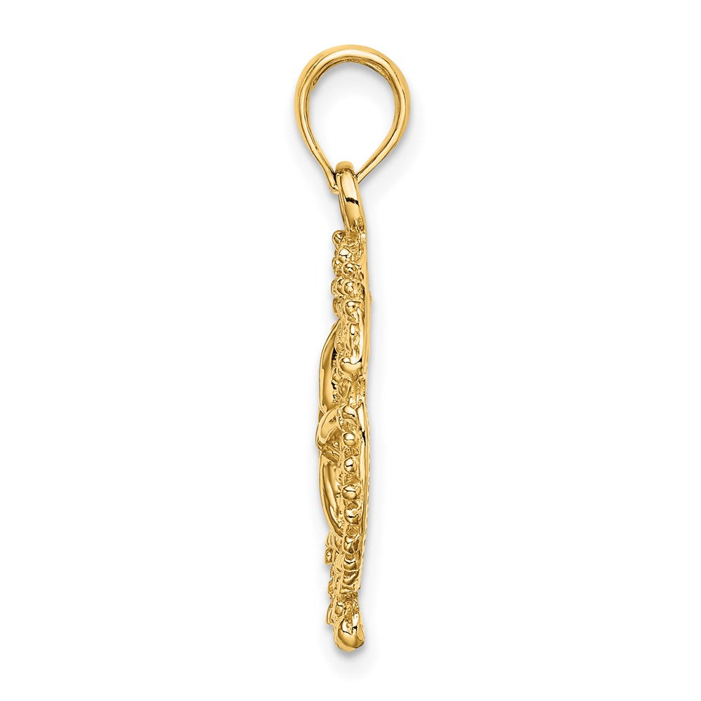 14k Yellow Gold Textured Sand Dollar Charm