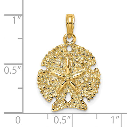 14k Yellow Gold Textured Sand Dollar Charm