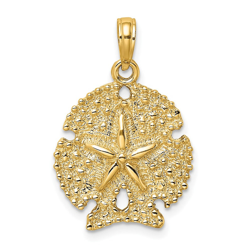 14k Yellow Gold Textured Sand Dollar Charm