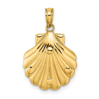 14k Yellow Gold Reversible Starfish and Coral in Shell Charm