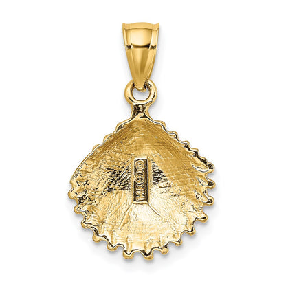 14k Yellow Gold Textured Scallop Shell Charm