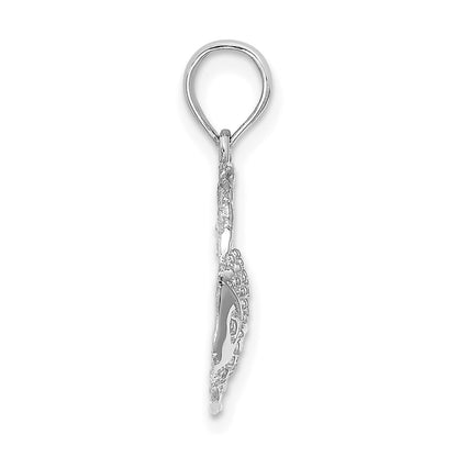 14k White Gold Textured Fish Charm