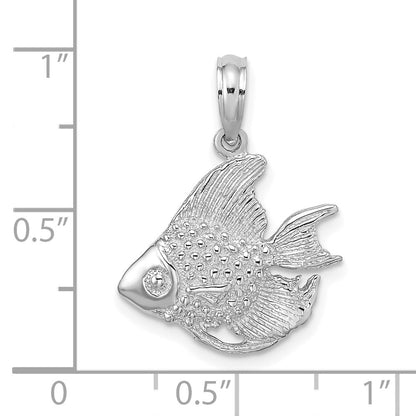 14k White Gold Textured Fish Charm