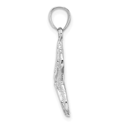 14k White Gold Textured Starfish Charm