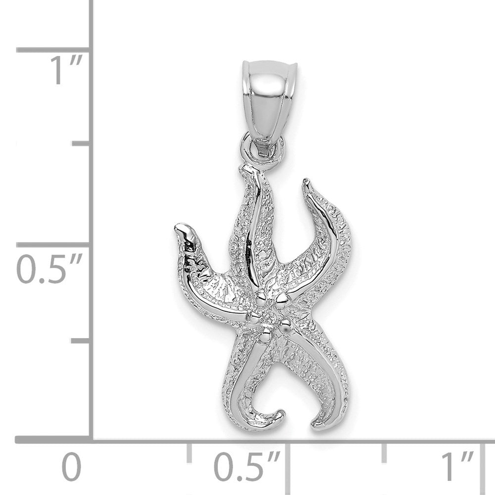 14k White Gold Textured Starfish Charm