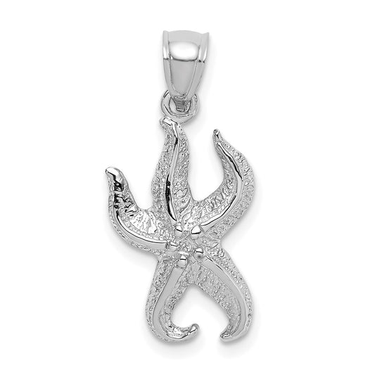 14k White Gold Textured Starfish Charm