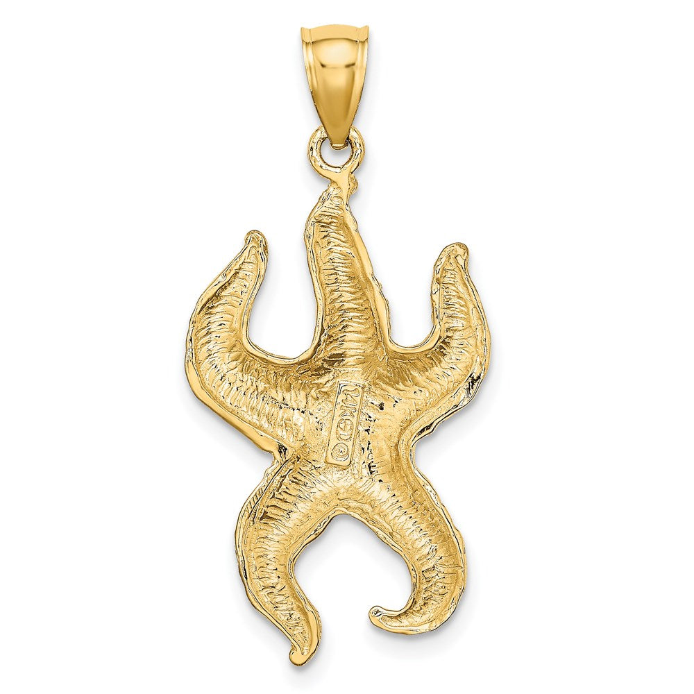 14k Yellow Gold Textured Starfish Charm
