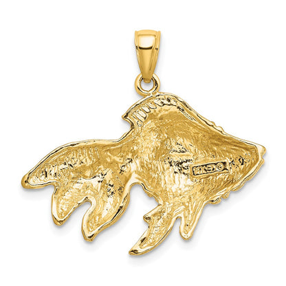 14k Yellow Gold 2-D & Engraved Striped Fish Charm