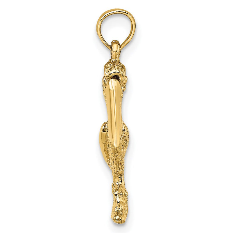 14k Yellow Gold 3-D Standing Pelican with Moveable Mouth Charm