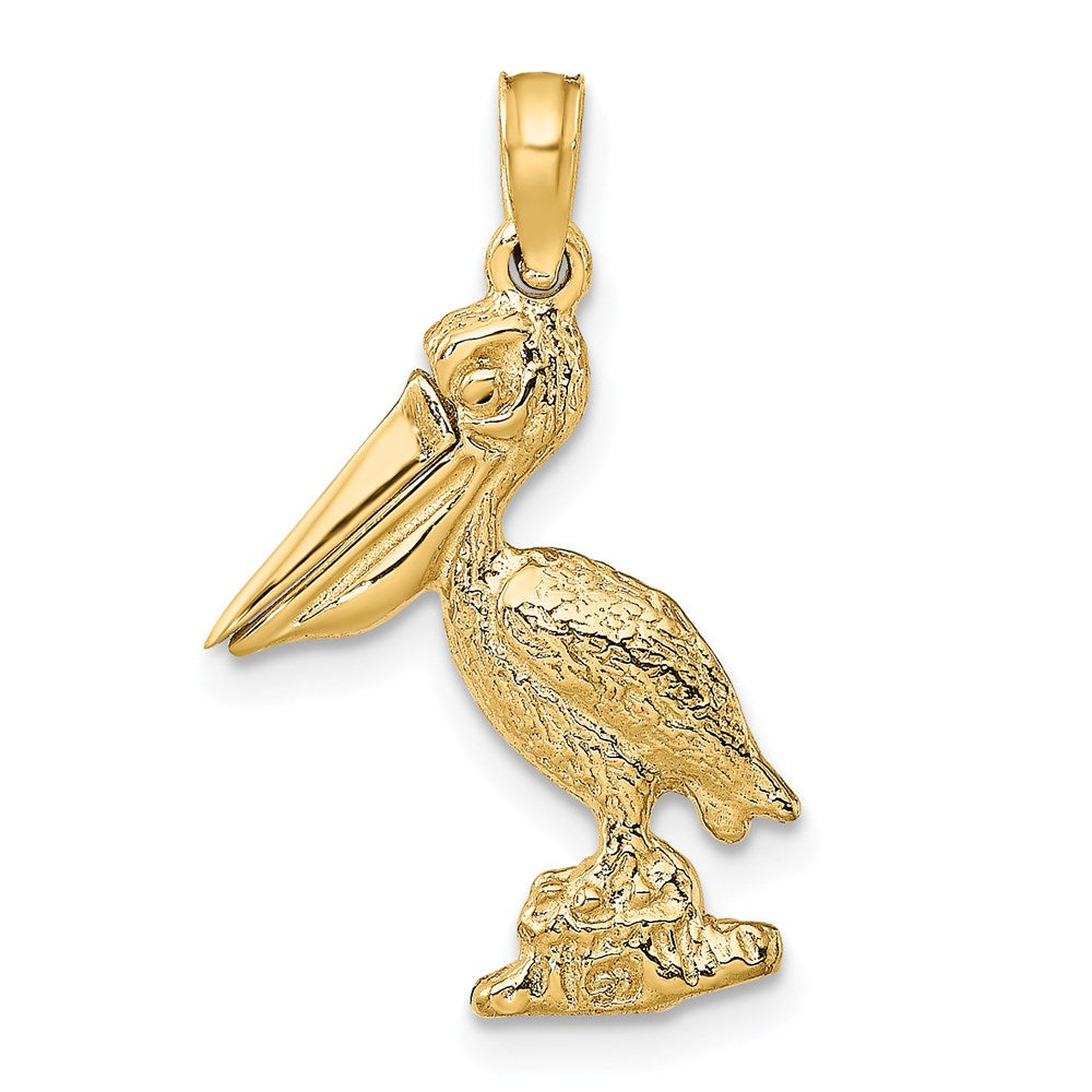 14k Yellow Gold 3-D Standing Pelican with Moveable Mouth Charm