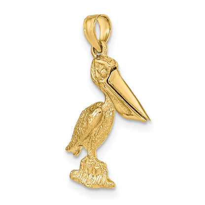 14k Yellow Gold 3-D Standing Pelican with Moveable Mouth Charm