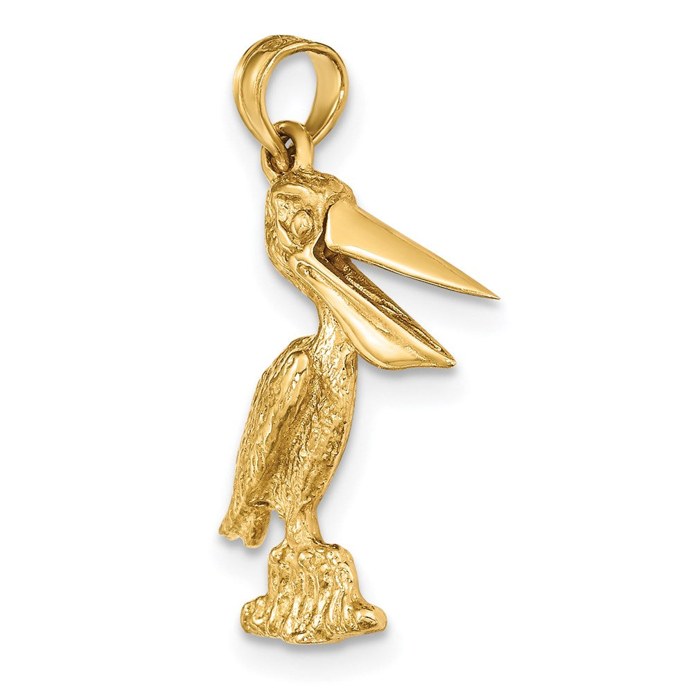 14k Yellow Gold 3-D Standing Pelican with Moveable Mouth Charm